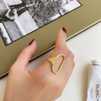 Party Hollow Irregular Oval Geometry 925 Sterling Silver Adjustable Ring - KIAHMILLA