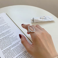 Party Hollow Irregular Oval Geometry 925 Sterling Silver Adjustable Ring - KIAHMILLA