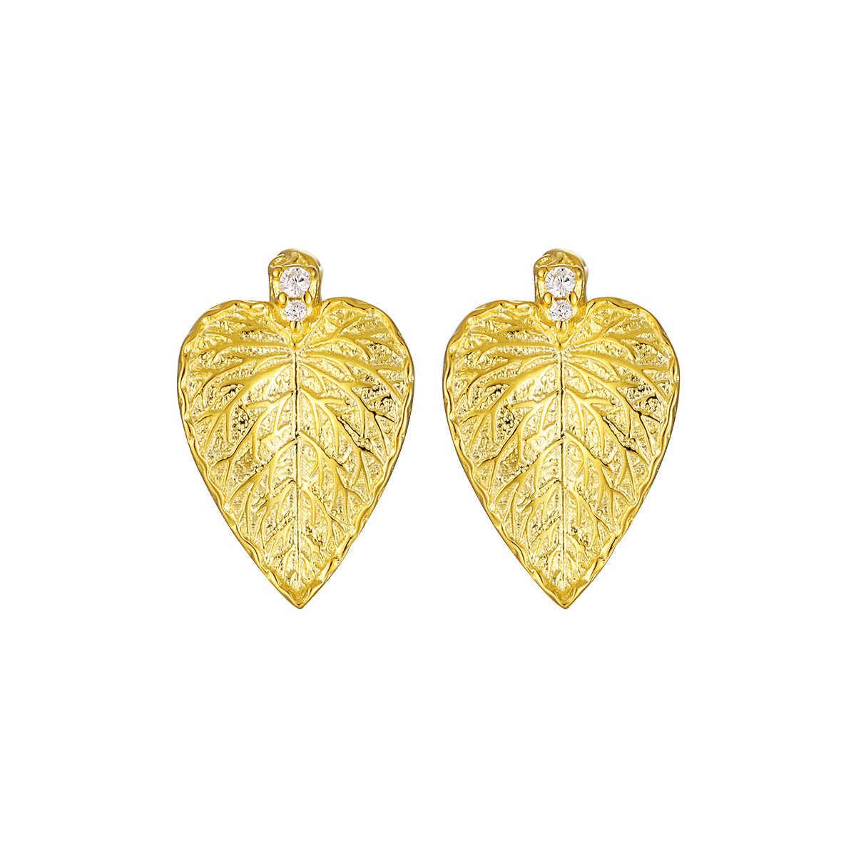 Party Irregular CZ Leaves 925 Sterling Silver Stud Earrings - KIAHMILLA