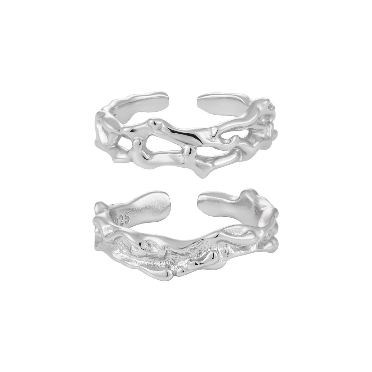 Party Irregular Flowing Lavas 925 Sterling Silver Hollow Adjustable Ring - KIAHMILLA