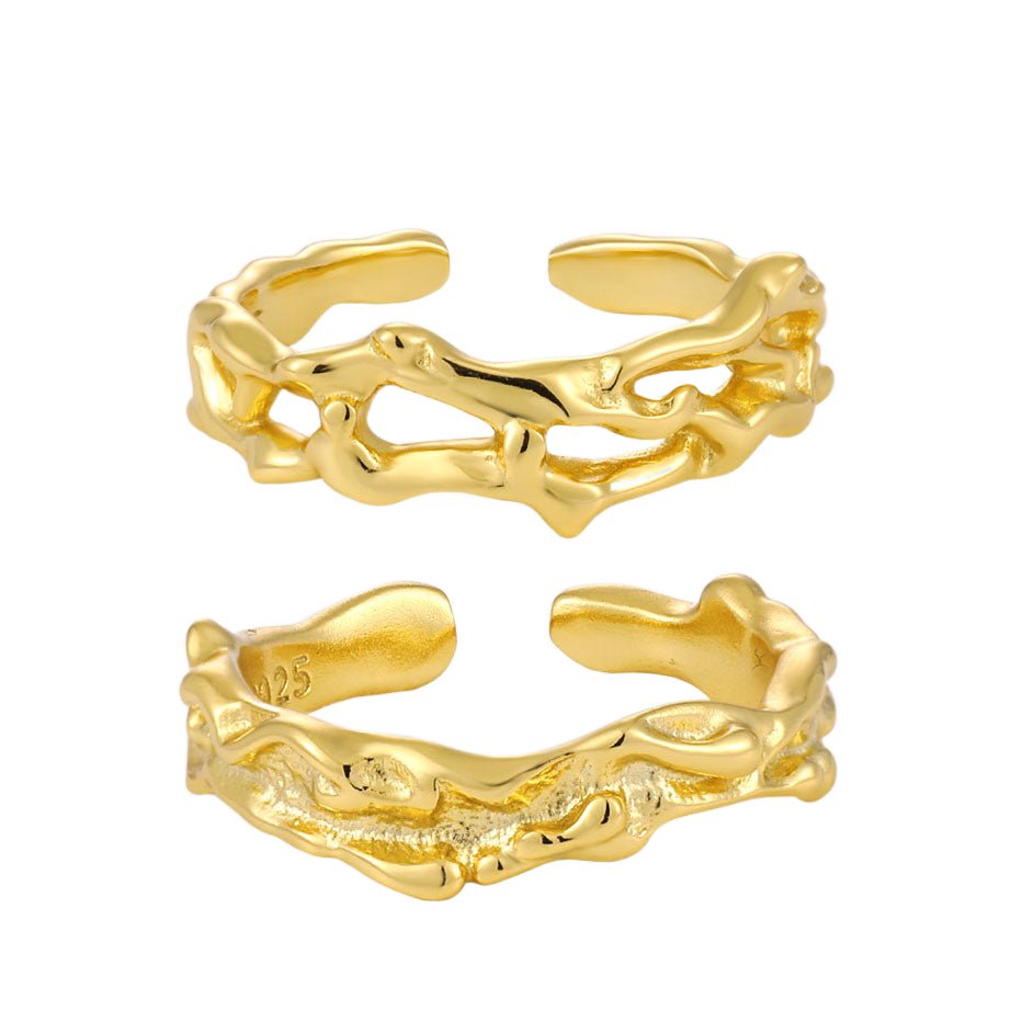 Party Irregular Flowing Lavas 925 Sterling Silver Hollow Adjustable Ring - KIAHMILLA
