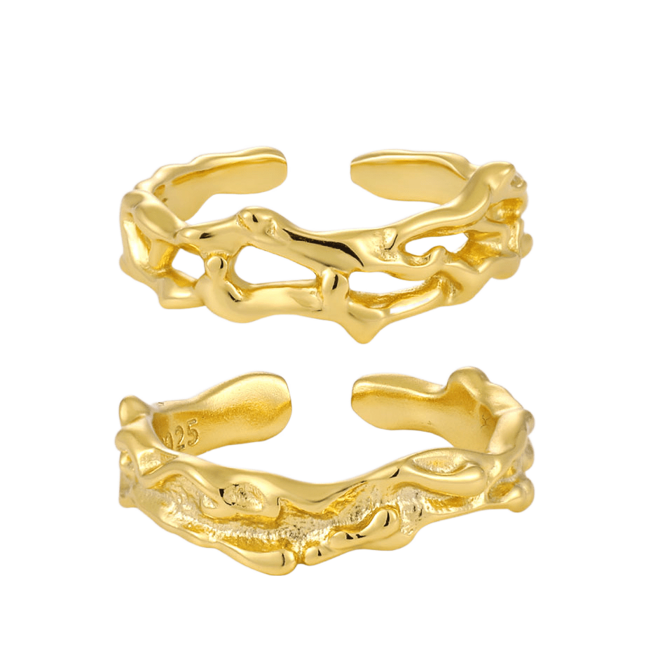 Party Irregular Flowing Lavas 925 Sterling Silver Hollow Adjustable Ring - KIAHMILLA