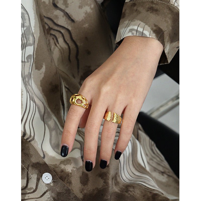 Party Irregular Geometry 925 Sterling Silver Adjustable Ring - KIAHMILLA