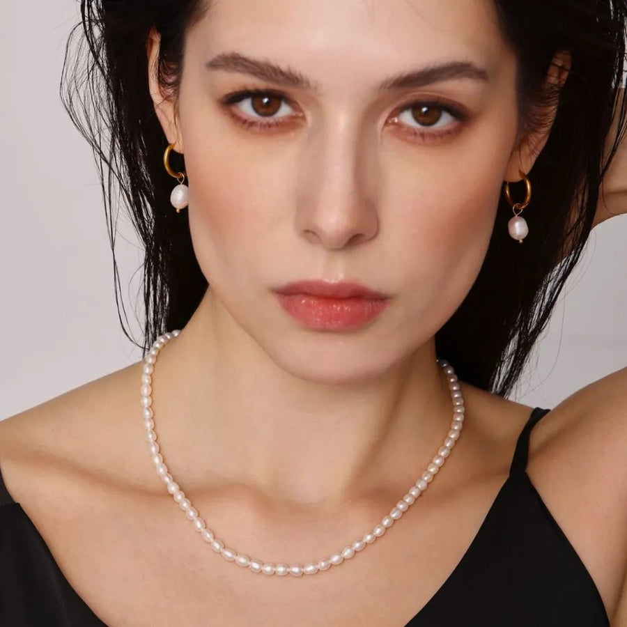 Pearl Necklace, Bracelet and Earrings 4 - Piece Jewelry Set - Coolpeacock