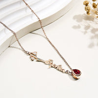 Personalized Birth Flower Birthstone Necklace with Name Necklace Jewelry Gift for Her - Coolpeacock