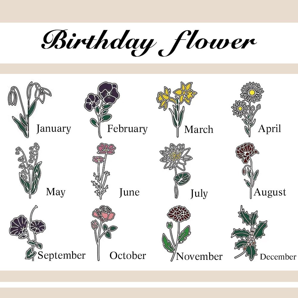 Personalized Birth Flower Birthstone Necklace with Name Necklace Jewelry Gift for Her - Coolpeacock