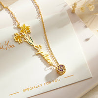 Personalized Birth Flower & Star Sign Name Necklace - Ideal Wedding Gift Birthday Gift - Coolpeacock