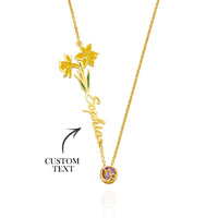Personalized Birth Flower & Star Sign Name Necklace - Ideal Wedding Gift Birthday Gift - Coolpeacock