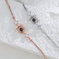 Personalized Cat Pendant Picture Projection Bracelet 925 Sterling Silver - Coolpeacock