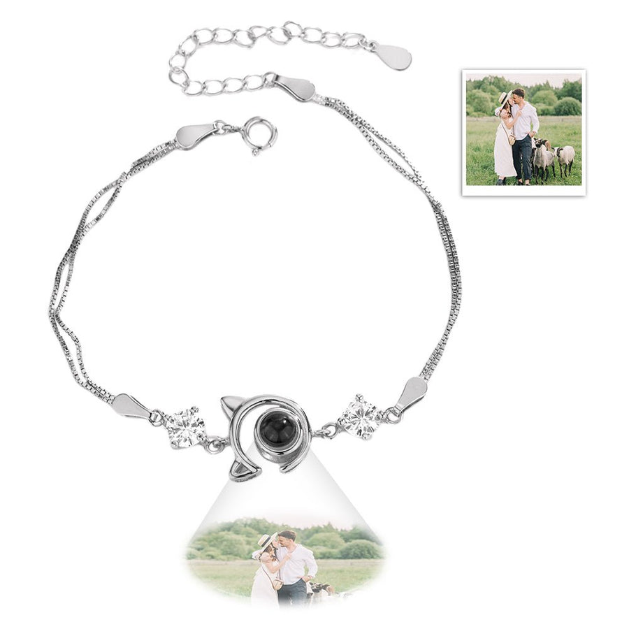 Personalized Cat Pendant Picture Projection Bracelet 925 Sterling Silver - Coolpeacock