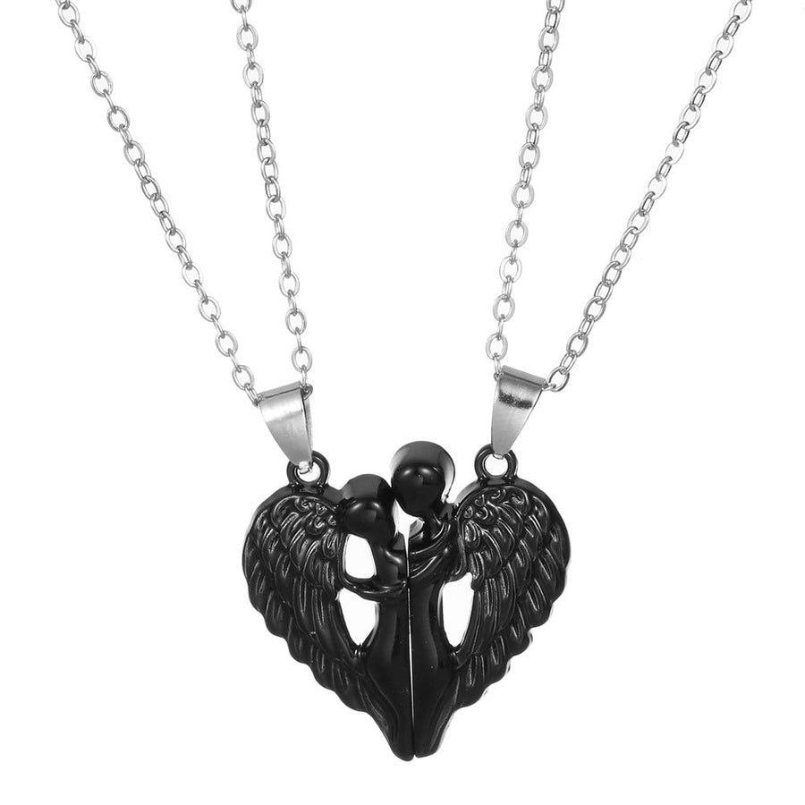 Personalized Couple Necklace Magnetic Matching Angel Necklaces for Couples Valentine's Gift for Lover - Coolpeacock