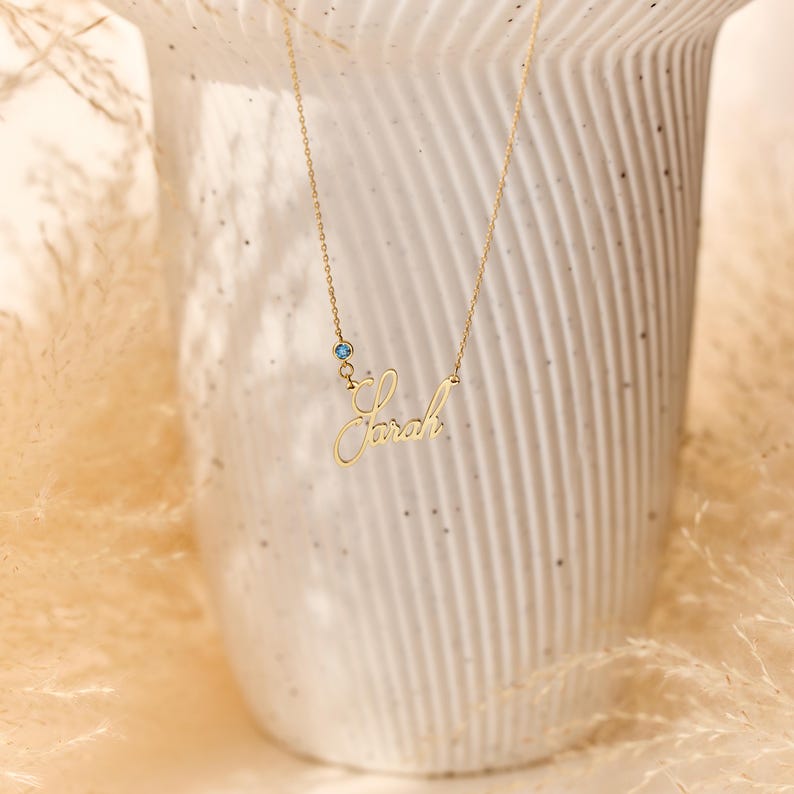 Personalized Cursive Name & Birthstone Necklace - KIAHMILLA