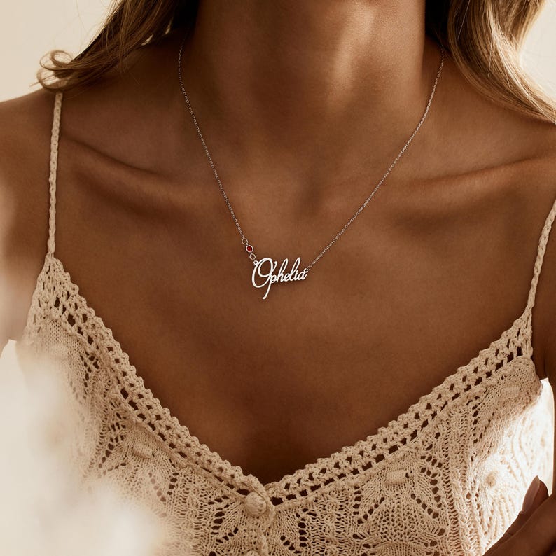 Personalized Cursive Name & Birthstone Necklace - KIAHMILLA