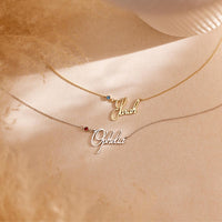 Personalized Cursive Name & Birthstone Necklace - KIAHMILLA