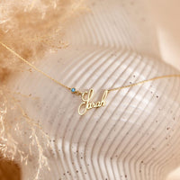 Personalized Cursive Name & Birthstone Necklace - KIAHMILLA