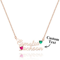 Personalized Double Name Necklace with Birthstones Jewelry Birthday Anniversary Gift for Her - Coolpeacock