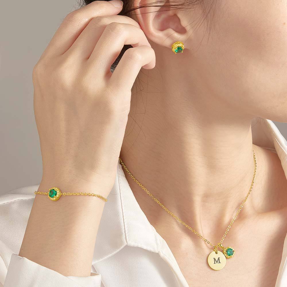 Personalized Earrings Bracelet Necklace Jewelry Set Wedding Bridesmaid Proposal Gift Box - Coolpeacock