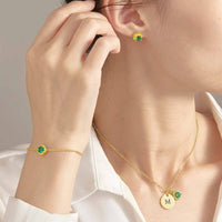 Personalized Earrings Bracelet Necklace Jewelry Set Wedding Bridesmaid Proposal Gift Box - Coolpeacock