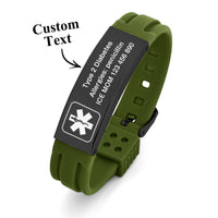 Personalized Emergency Medical Alert Bracelet Adjustable Silicone Bracelet for Men Women First Aid Gift - Coolpeacock
