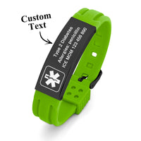 Personalized Emergency Medical Alert Bracelet Adjustable Silicone Bracelet for Men Women First Aid Gift - Coolpeacock