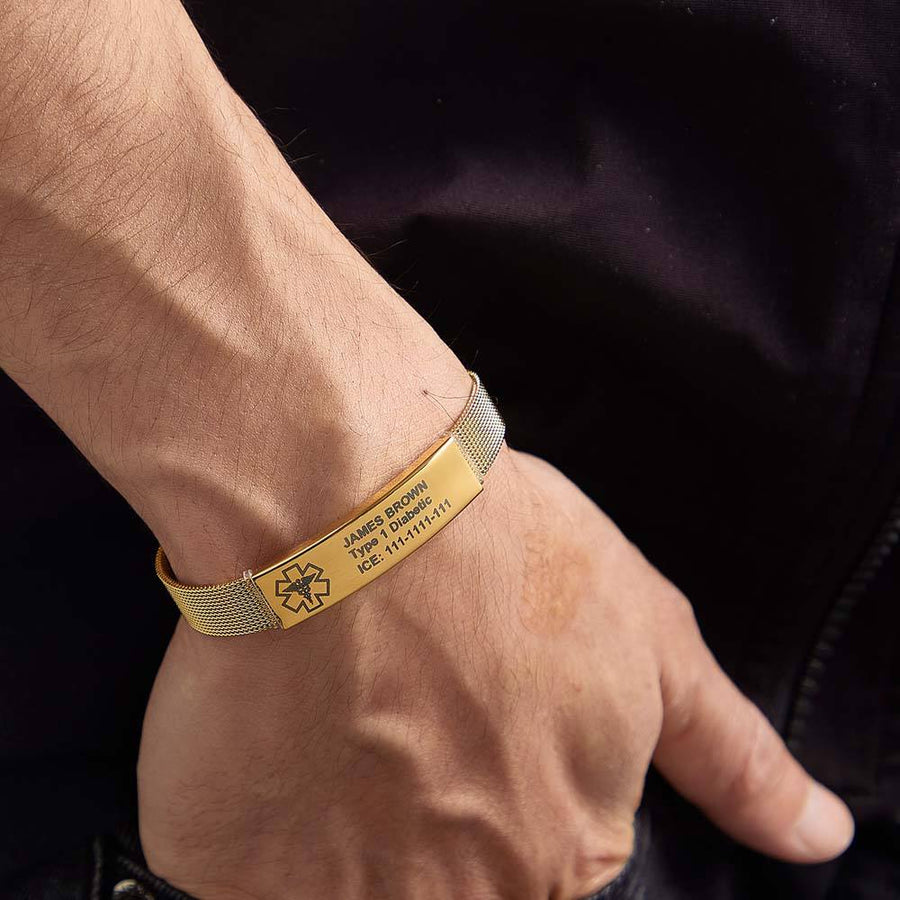 Personalized Emergency Medical Alert ID Bracelet with Text Adjustable Bracelet Gift for Diabetes Epilepsy Autism - Coolpeacock