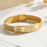 Personalized Emergency Medical Alert ID Bracelet with Text Adjustable Bracelet Gift for Diabetes Epilepsy Autism - Coolpeacock