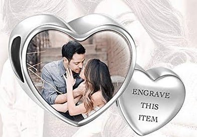 Personalized Engraved Heart Photo Charm - Coolpeacock