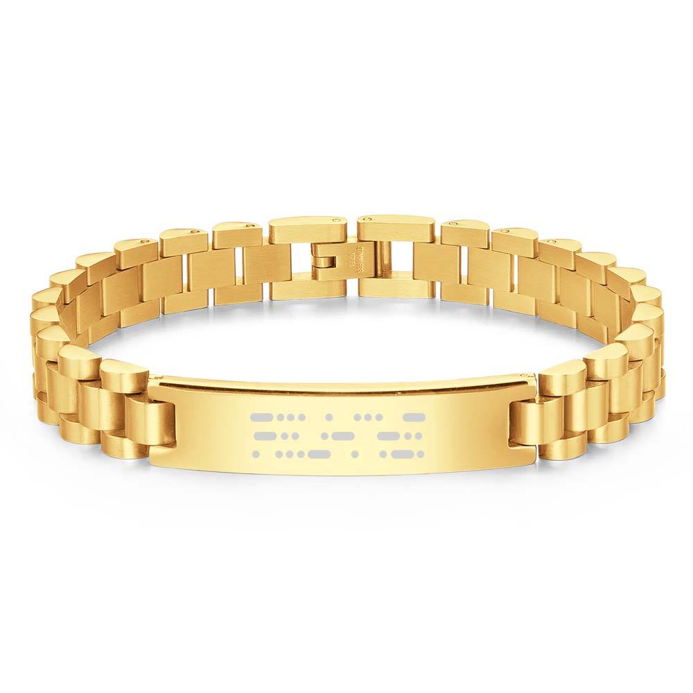 Personalized Engraved Morse Code Men Bracelet Birthday Anniversary Gift for Him - Coolpeacock