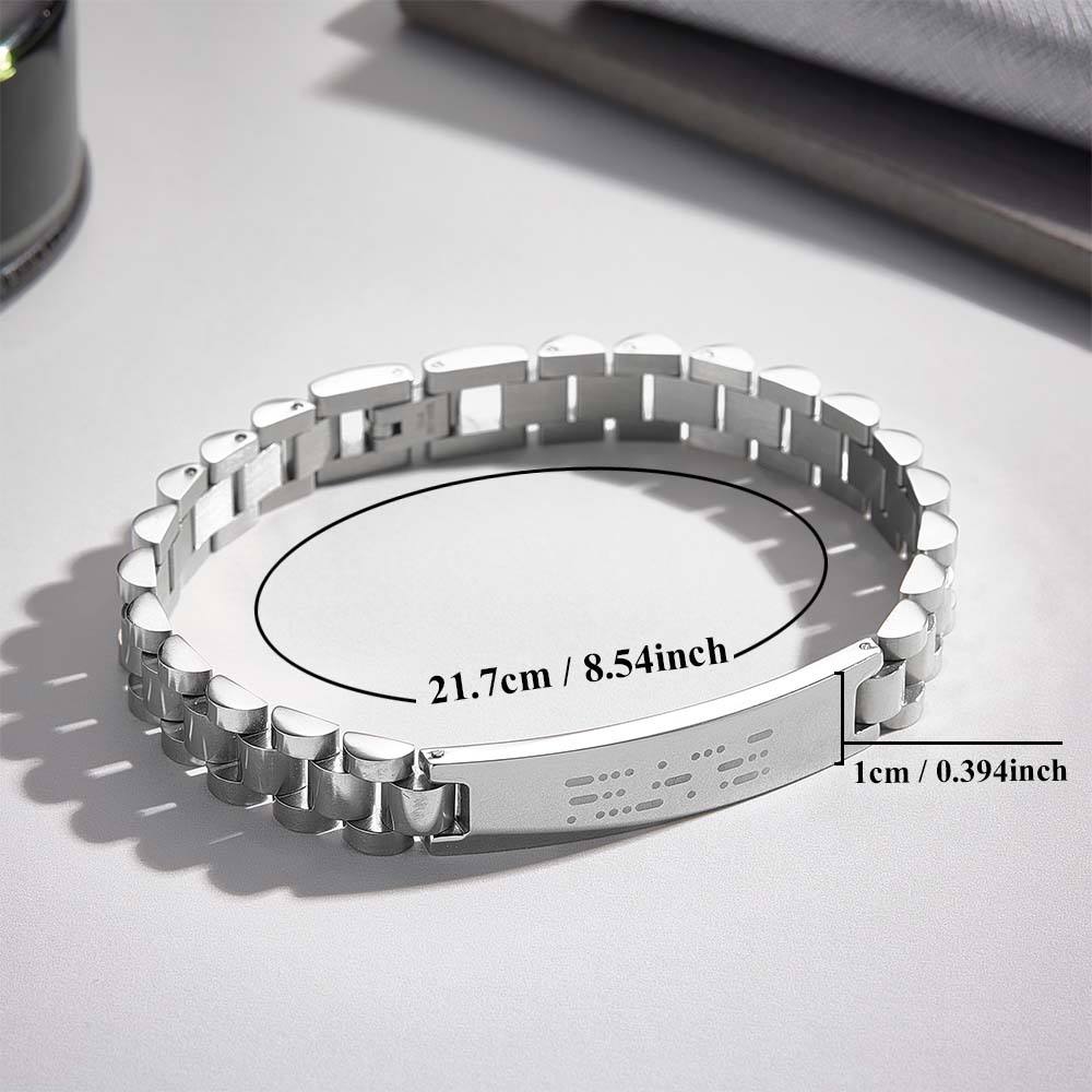 Personalized Engraved Morse Code Men Bracelet Birthday Anniversary Gift for Him - Coolpeacock
