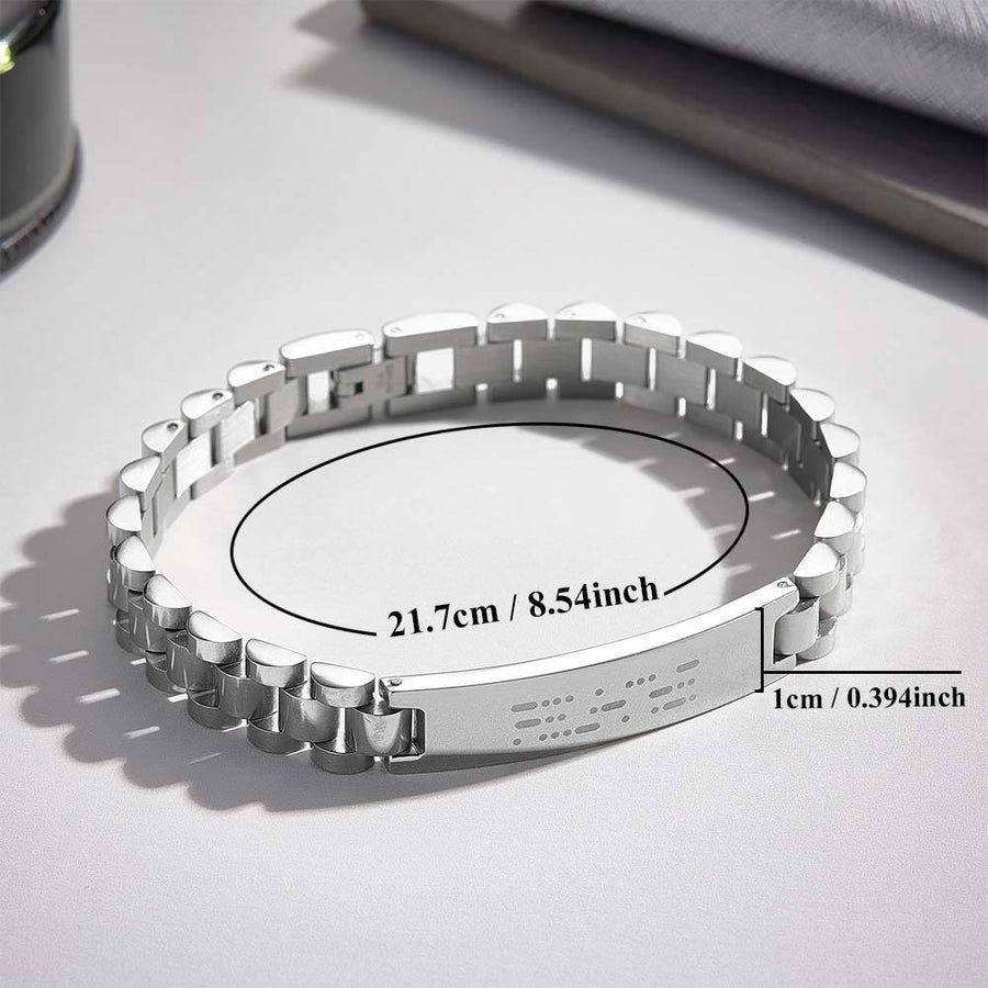 Personalized Engraved Morse Code Men Bracelet Birthday Anniversary Gift for Him - Coolpeacock