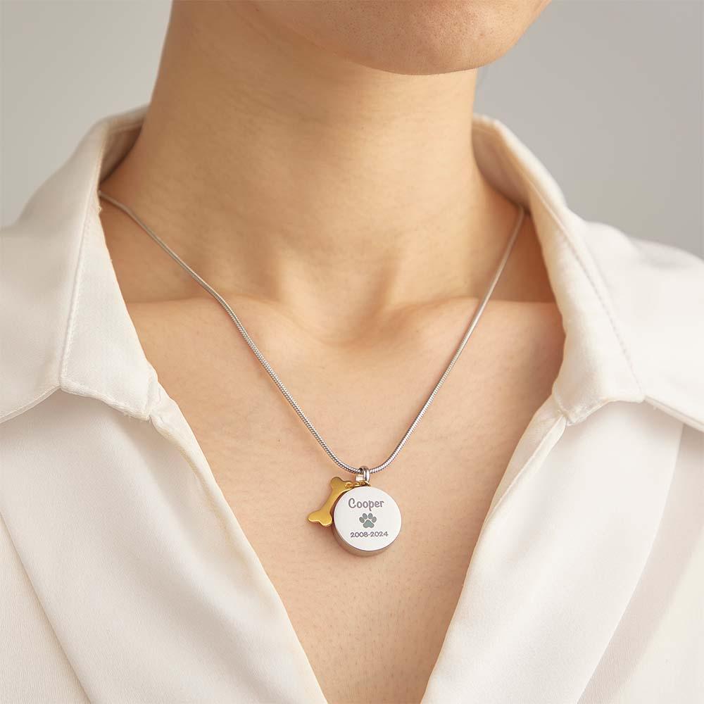 Personalized Engraved Pet Ashes Necklace Memorial Keepsake Gift for Dog Cat Pet Lovers - Coolpeacock