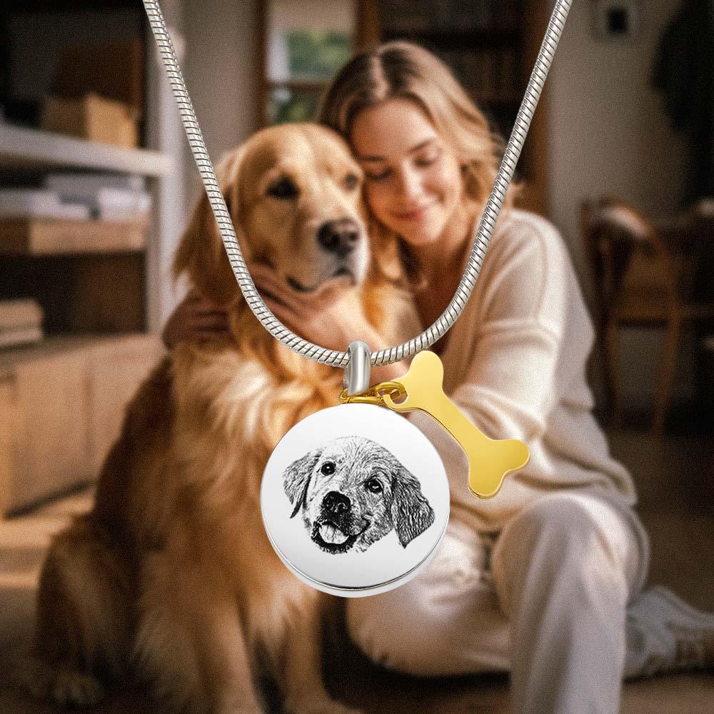 Personalized Engraved Pet Ashes Necklace Memorial Keepsake Gift for Dog Cat Pet Lovers - Coolpeacock