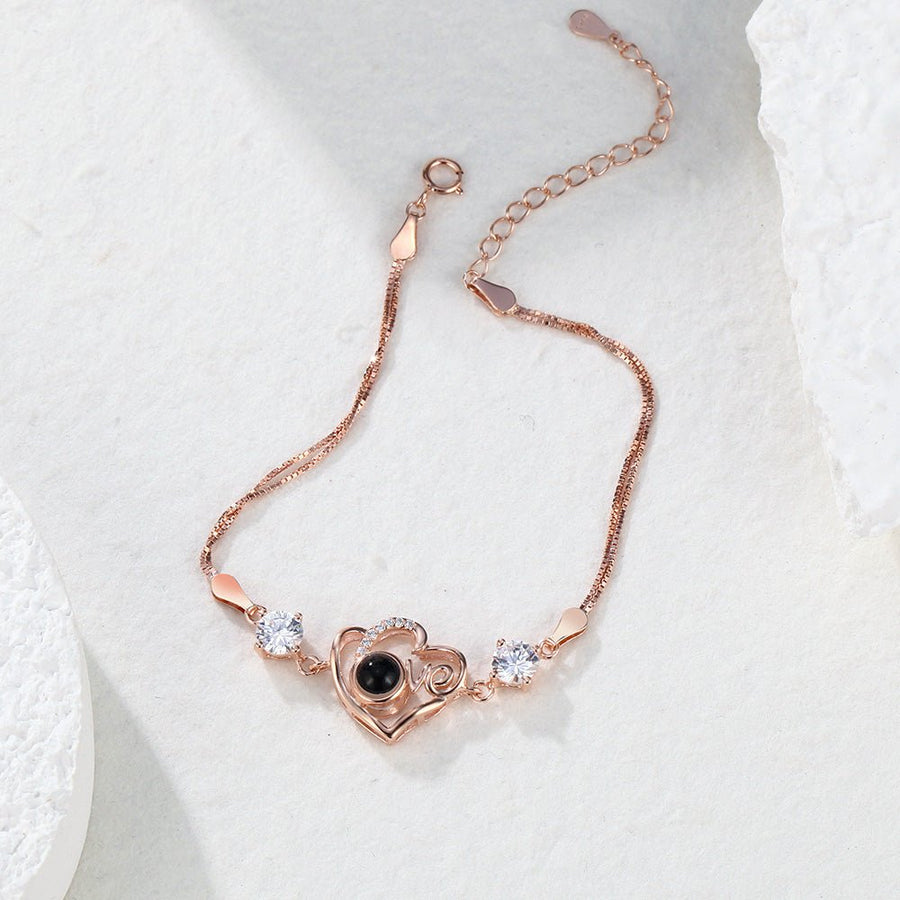 Personalized Heart - shaped Love Projection Bracelet 925 Sterling Silver - Coolpeacock
