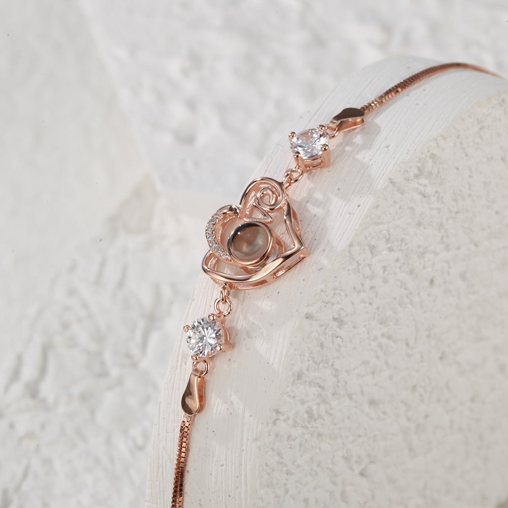 Personalized Heart - shaped Love Projection Bracelet 925 Sterling Silver - Coolpeacock