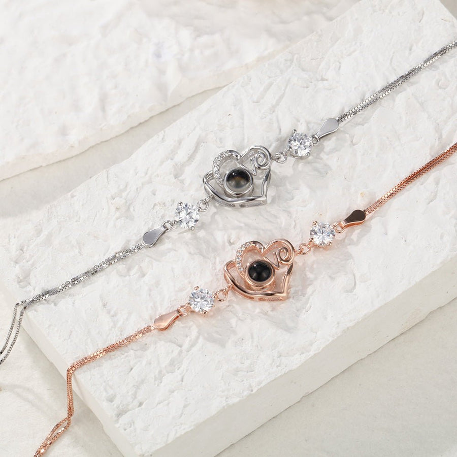 Personalized Heart - shaped Love Projection Bracelet 925 Sterling Silver - Coolpeacock