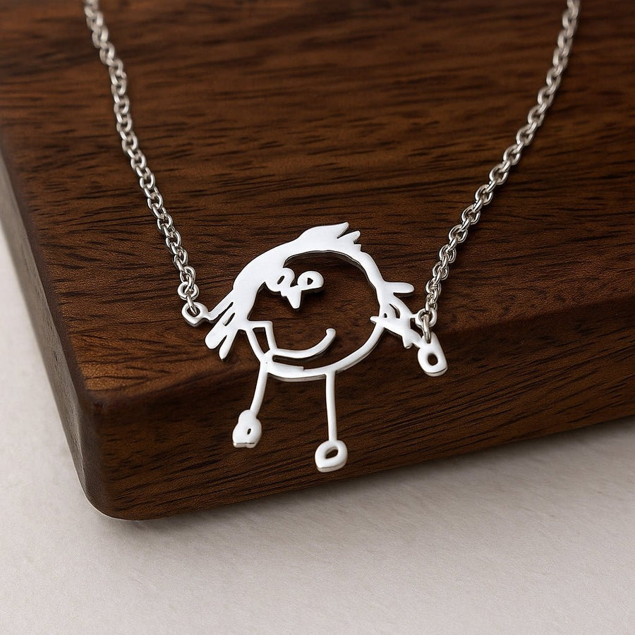 Personalized Line Art Necklace – Custom Pendant Made from Your Drawing - Coolpeacock