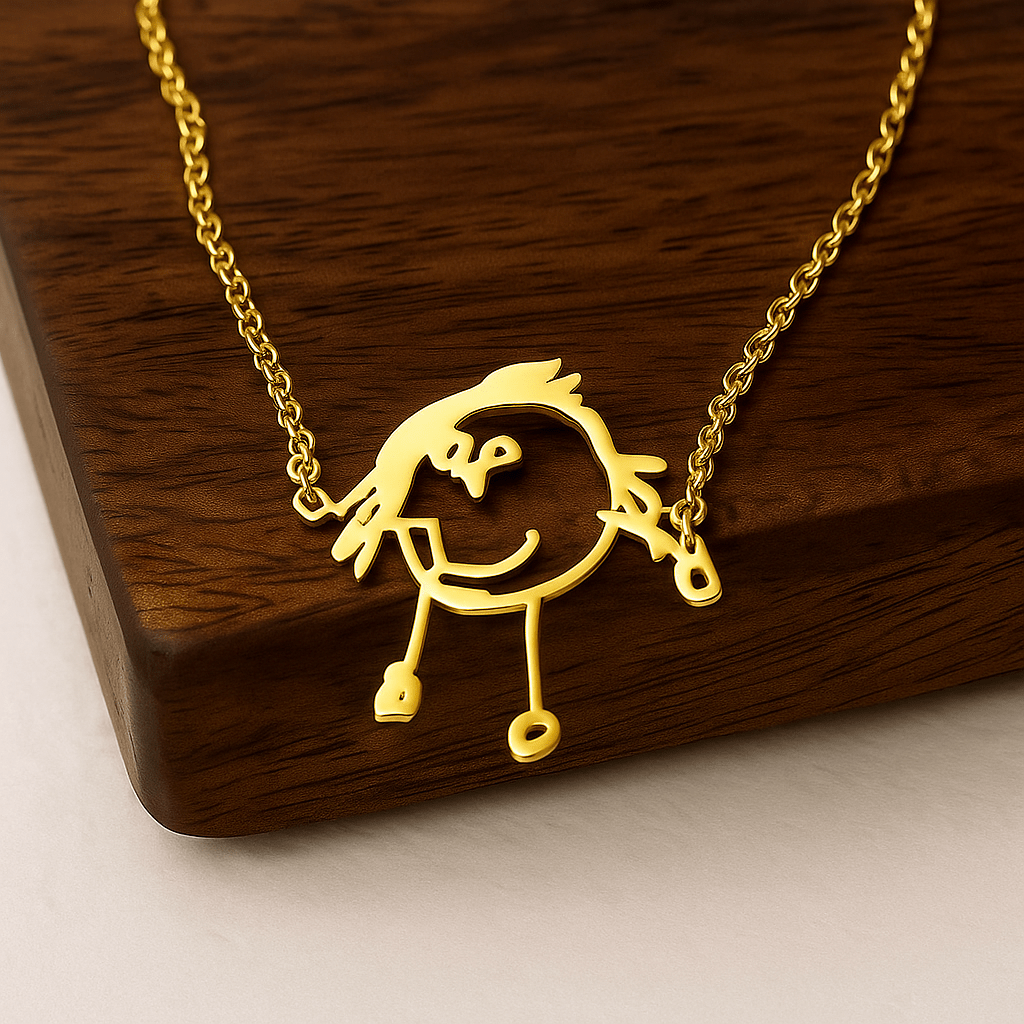 Personalized Line Art Necklace – Custom Pendant Made from Your Drawing - Coolpeacock