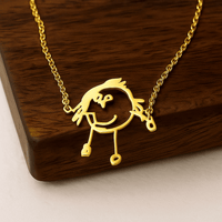 Personalized Line Art Necklace – Custom Pendant Made from Your Drawing - Coolpeacock