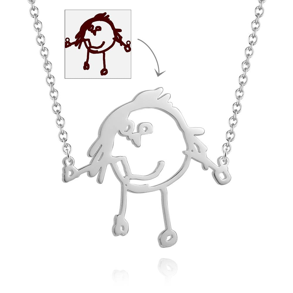 Personalized Line Art Necklace – Custom Pendant Made from Your Drawing - Coolpeacock
