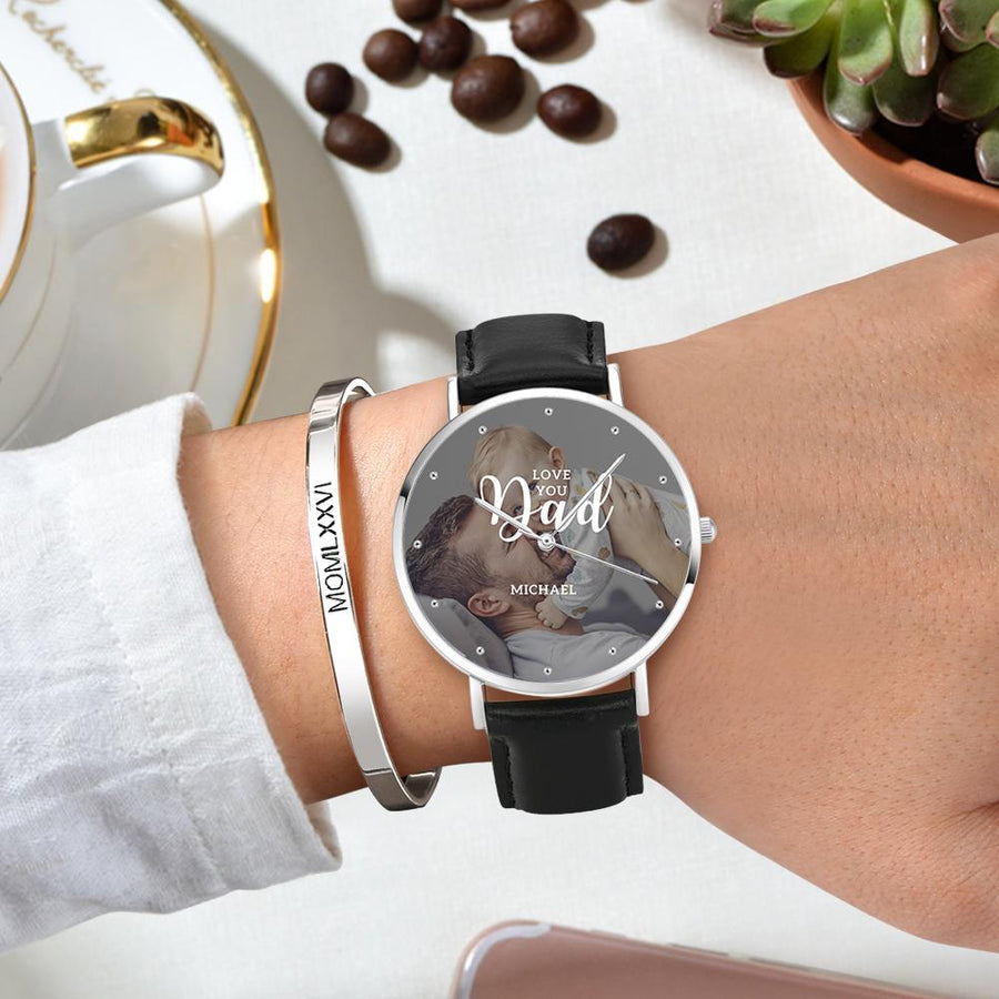 Personalized Love you Dad Photo Watch Father's Day Gift 40mm - Coolpeacock
