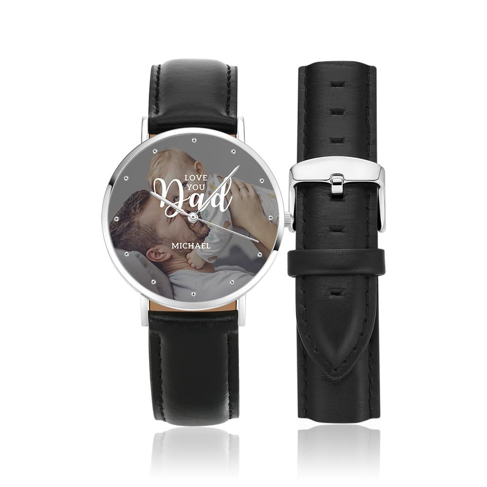 Personalized Love you Dad Photo Watch Father's Day Gift 40mm - Coolpeacock