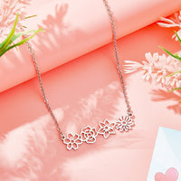 Personalized Multiple Birth Flower Necklace Family Floral Necklace Gift For Mom - Coolpeacock