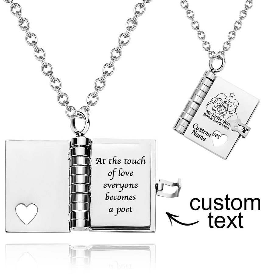 Personalized My Little Star Book Necklace – A Letter to My Daughter in a Locket, Adjustable Pendant with Message Inside, Meaningful Jewelry - Coolpeacock