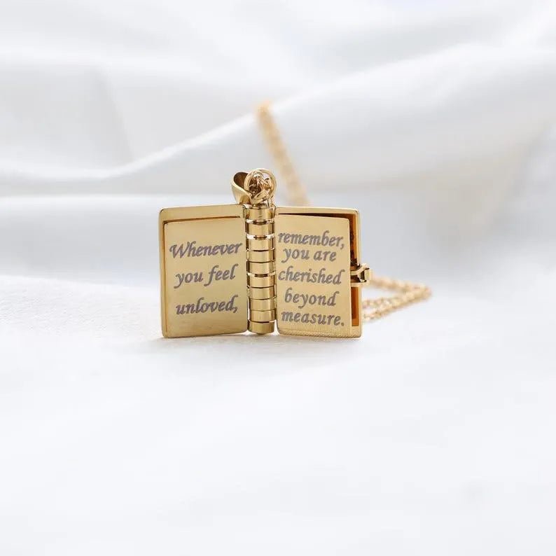 Personalized My Little Star Book Necklace – A Letter to My Daughter in a Locket, Adjustable Pendant with Message Inside, Meaningful Jewelry - Coolpeacock