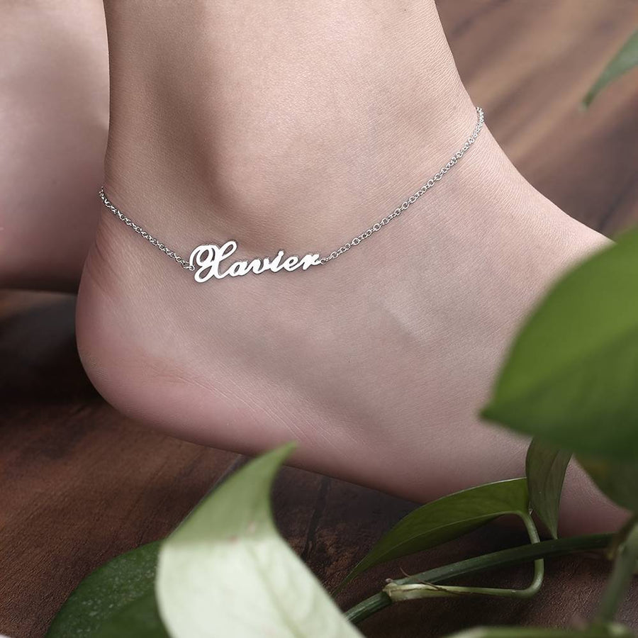 Personalized Name Anklet Sterling Silver - Coolpeacock