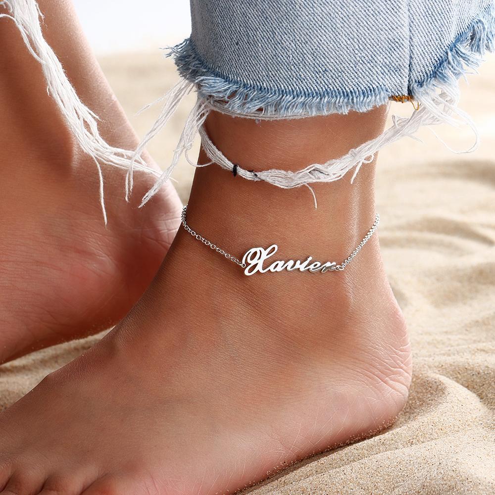 Personalized Name Anklet Sterling Silver - Coolpeacock