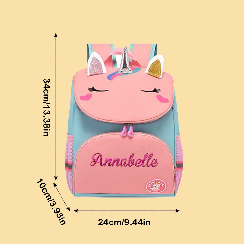 Personalized Name Embroidery Backpack Custom Unicorn Backpack School Bags Gift for Kids - Coolpeacock