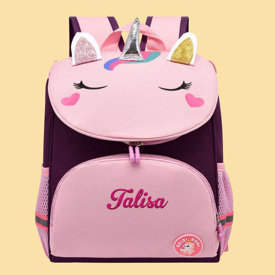 Personalized Name Embroidery Backpack Custom Unicorn Backpack School Bags Gift for Kids - Coolpeacock