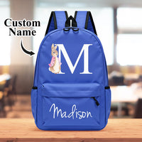 Personalized Name Initial Backpack with Rabbit Design Girls Boys Kids School Bag Back to School Gifts - Coolpeacock