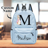 Personalized Name Initial Backpack with Rabbit Design Girls Boys Kids School Bag Back to School Gifts - Coolpeacock
